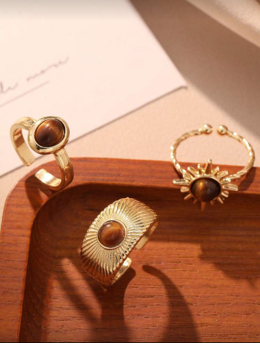 3pcs of vintage golden rings