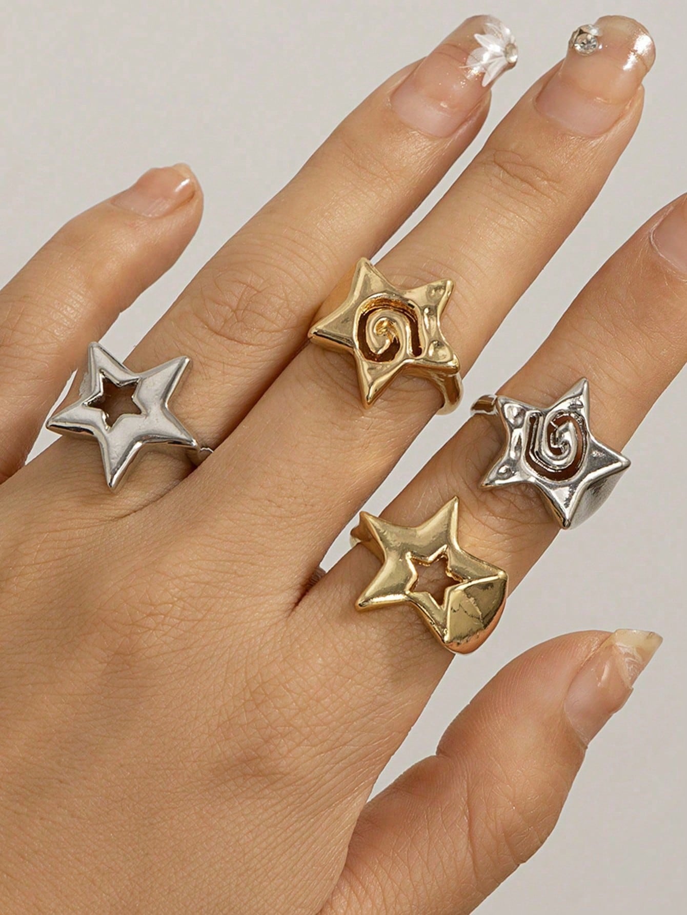 2pc minimalistic adjustable set of star rings