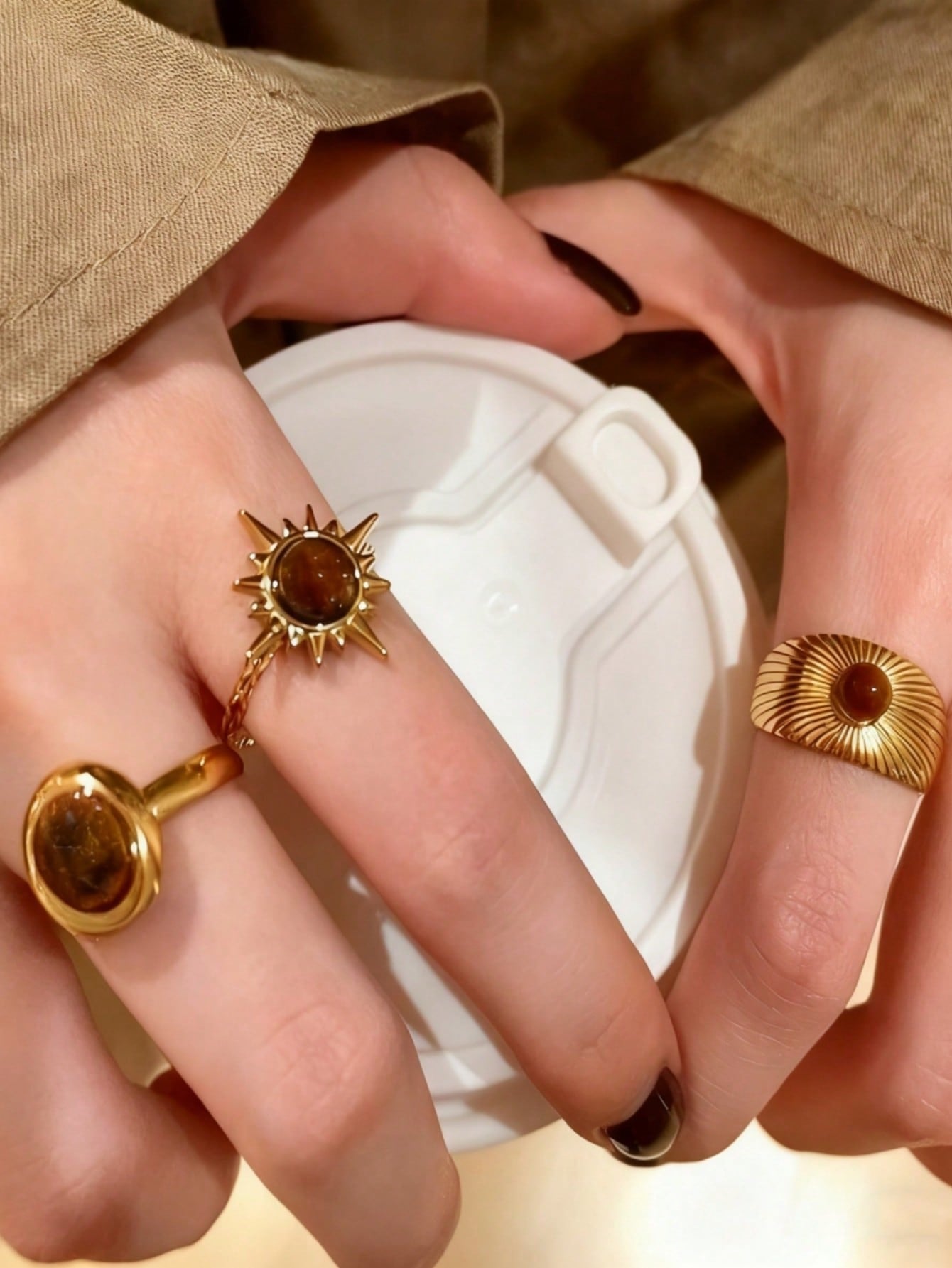 3pcs of vintage golden rings